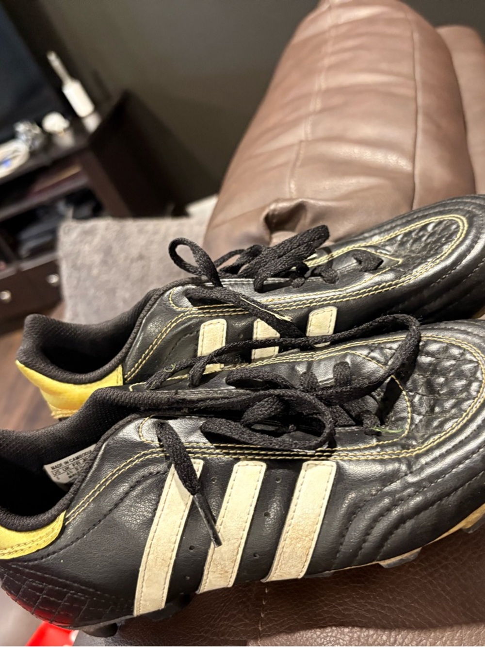 adidas Black and Yellow Kids Soccer Cleats